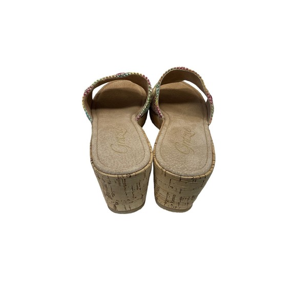 Grazie Womans Size 10 Cork Sandals Slide On Multicolor Strap - Picture 12 of 13